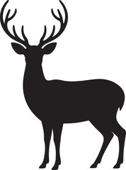 Deer with antlers silhouette vector illustration design