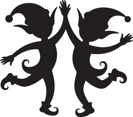 Elves dancing silhouette vector illustration design