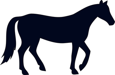 Black horse silhouette vector illustration for country, stable, or farm animal design projects.
