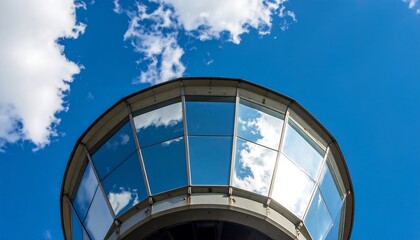 Airport control tower, sky reflection