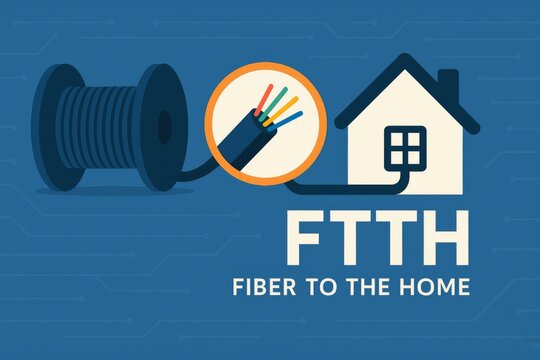 FTTH - Fiber to the Home Internet network fiber Optic Cables broadband cable technology for home or business connection
