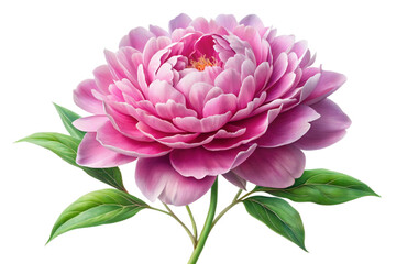 Beautiful pink peony flower isolated on transparent background