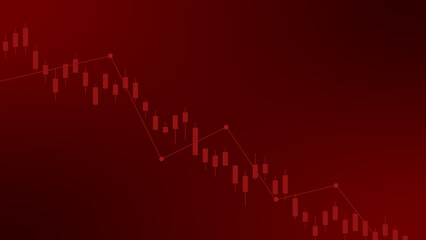 Red candlestick chart on dark red background showing a consistent downward trend