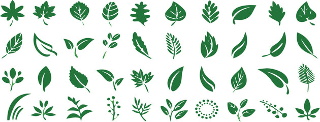 Leaf icons set ecology nature element, green leafs, environment and nature eco sign. Leaves on white background – for stock 
