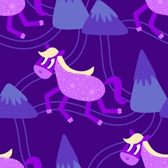 Christmas animals seamless horse pattern for wrapping paper and fabrics