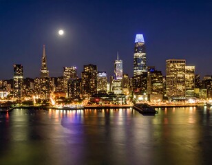 Fototapeta premium Night cityscape panorama