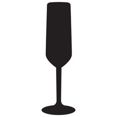  Champagn alcolic drink drinking glass icon in black color isolated on a square white backhround.