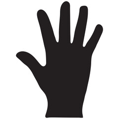 simple hand palm icon in black color isolated on a square white backhround.