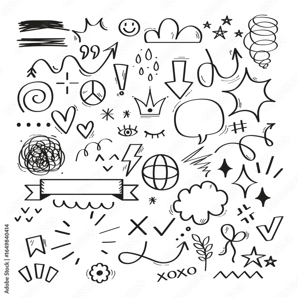 Poster hand drawn different sketch set vector design.
