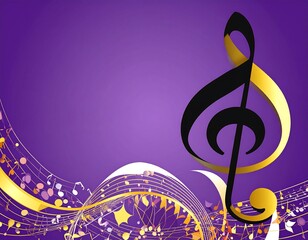 Vibrant musical notes on a purple background