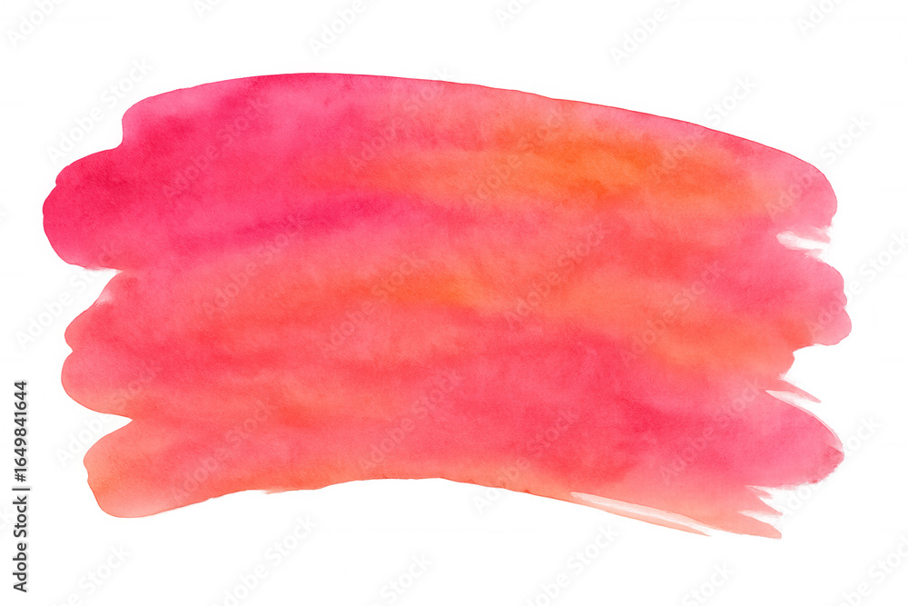 Poster pink and orange watercolor brush stroke creating a vibrant and textured design element on a transpar