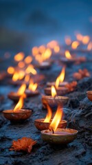 Many glowing earthen lamps with warm gentle flames illuminate dark ground. A quiet solemn tribute offering enduring hope and deep remembrance for all who suffered.