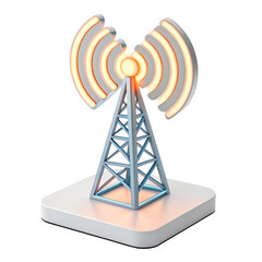 3d rendering of a cell tower broadcasting signals isolated on transparent background