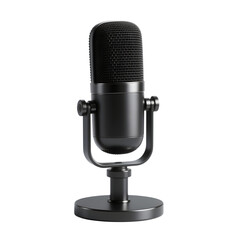 3d minimal microphone icon in white transparent png background cutout