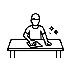 Line icon wiping the table with a rag vector on white background
Vector line icon on white background