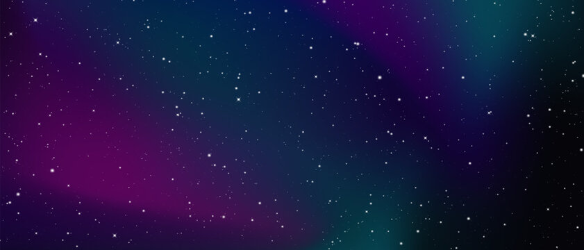 Violet tinted night sky filled with sparkling stars and magical cosmic dust. Elegant astronomical background ideal for wallpapers, posters or celestial themed graphics.
