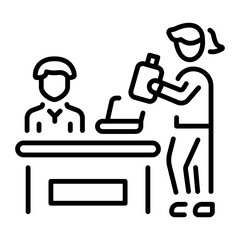 A line style icon showing billing counter