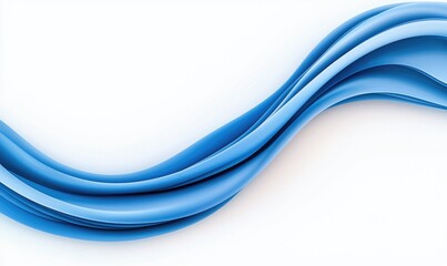 Fototapeta premium Wavy blue ribbon flowing across a white background. Soft shadows create depth and dimension. The ribbon appears smooth and glossy. Simplicity and elegance conveyed