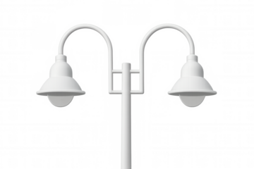 White street lamp illuminating with transparent background, perfect for urban and architectural projects