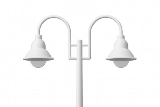 White street lamp illuminating with transparent background, perfect for urban and architectural projects