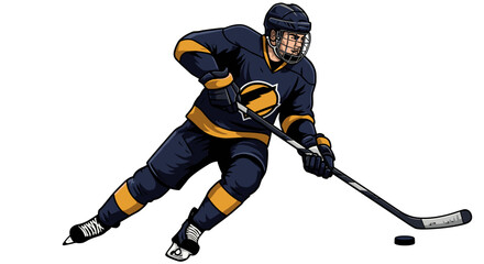 Obraz premium Dynamic Hockey Player Action Shot Skating Fast Isolated on Transparent Background Sports Theme