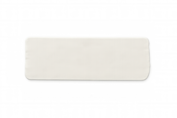 Blank white rectangular label with softened edges, offering clean copyspace on transparent backdrop