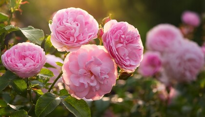 Fototapeta premium extraordinary pink rose flowers on the rose bush in the garden in summer