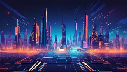 futuristic city at night
