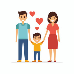 Simple flat vector icon showing a happy family holding hands, symbolizing healthy lifestyle and togetherness, isolated on a clean white background.