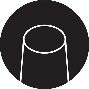 recommend clip art: A black and white graphic of a cylinder shape inside of a circle with white outline on white background