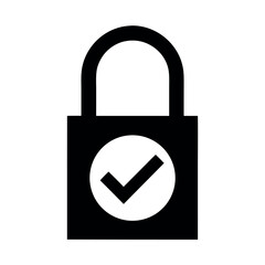 Black lock icon vector. black web security lock icon.  lock tick mark icon. cyber security symbol.  vector illustration on transparent back