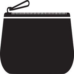 A simple black cosmetic bag with a zipper on a white background in a minimalist style image art