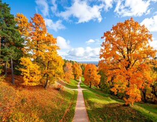 Fototapeta premium Autumnal park pathway (1)