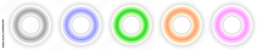 Wall mural multicolored buttons set with radial pattern, navigation panel for website.