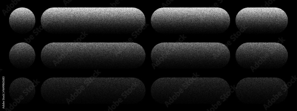 Poster abstract noise grain vector ui shapes on black background. retro vintage effect for web design, post