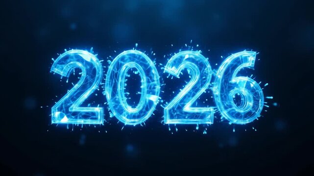 text 2026 with beautiful ice. 4k video