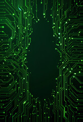 Black Circuitboard Background with Glowing AI Signals and Neon Green Technology Flow

