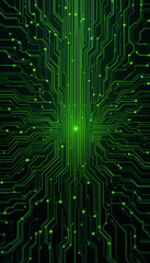 Glowing Data Circuitboard Background in Black with Neon Green for AI and Future Tech Concepts

