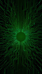 Advanced Tech Background with Neon Green Data Lines on a Black AI Circuitboard Grid


