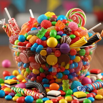colorful candy in a glass jar
