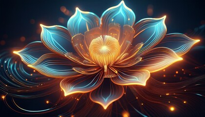 Obraz premium abstract circuit flower glowing in digital elegance
