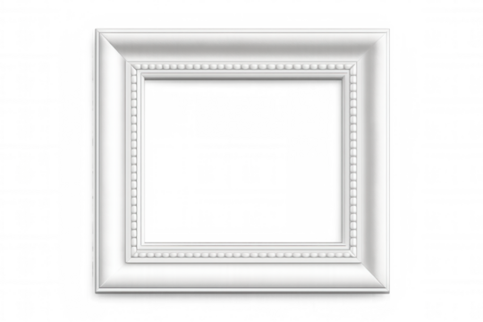 Classic white frame with transparent background, perfect for displaying artwork or photographs