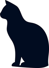 Silhouette of sitting cat on white background, ideal for home decor, cards, and branding.