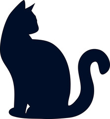 Stylish black cat silhouette illustration for digital design, pet branding, or crafts.