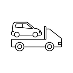 Fototapeta premium Tow truck pulling a car icon in vector style