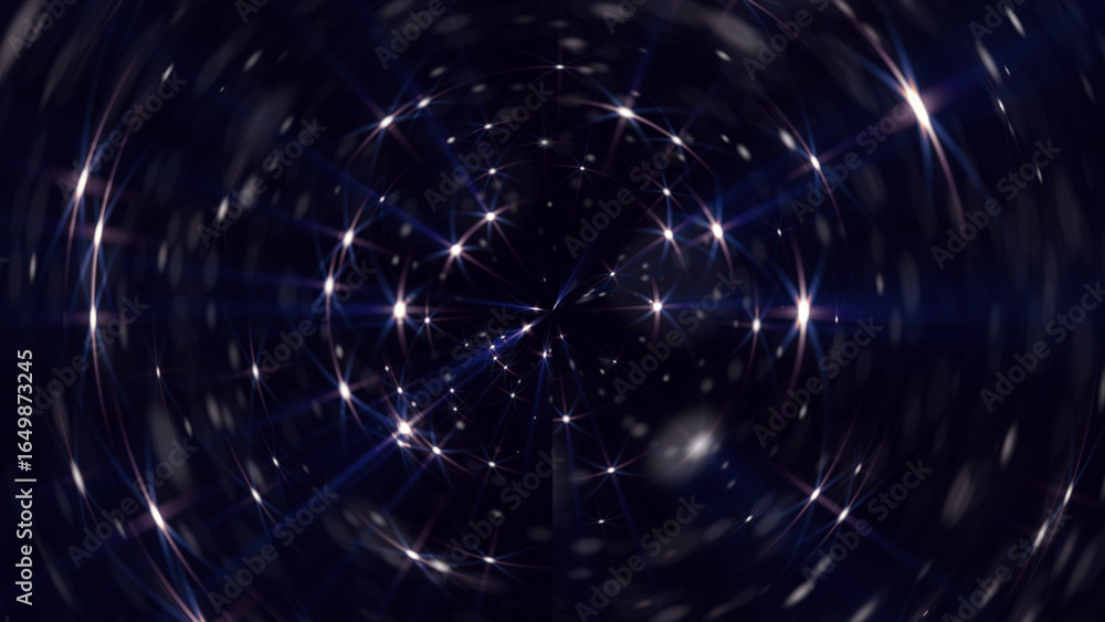 Aufkleber abstract tunnel with rotating star particles and shining rays.