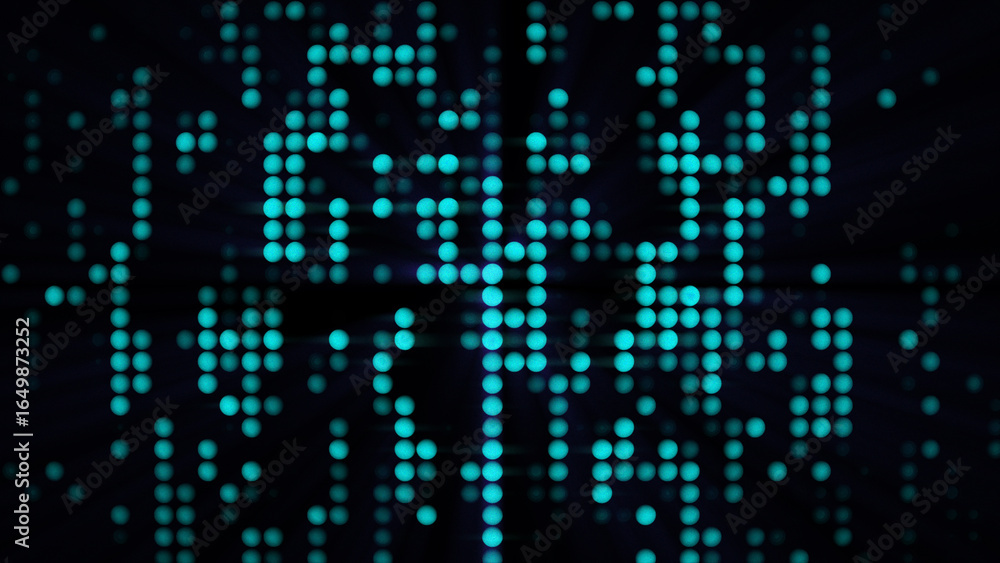 Poster futuristic dots pattern on dark background. big data digital code. technology or science banner. 3d 