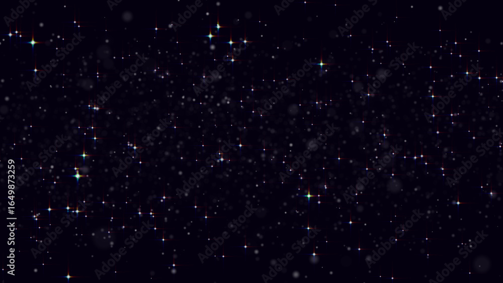 Poster sparkling star in dark space for video overlay effect. abstract glitter texture animation for video 