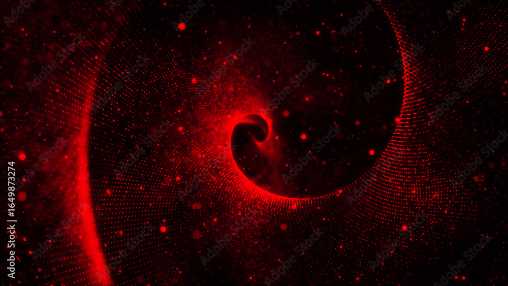 Poster 4k abstract background animation shining red particles and dust floating in space forming rotating s