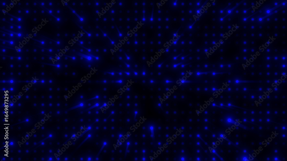 Poster halftone texture blue dots pattern, background animation with rays of light